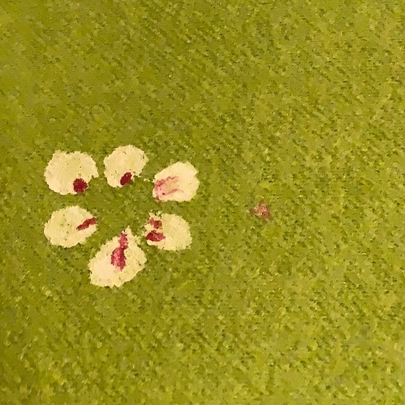 Green Hand Painted Wool A-Line Retro 50sEclectic Funky Wearable Art Midi Dress M - Picture 3 of 13